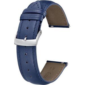 Leather Watch Bands Quick Release Premium Calfskin Replacement Watch Color: Blue